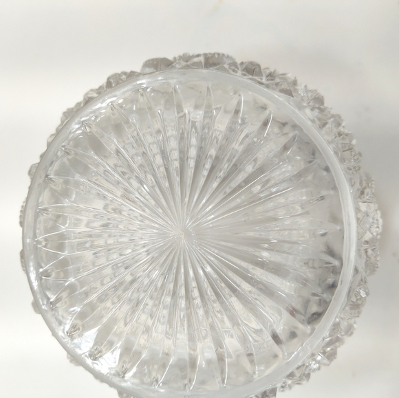 Vintage Pressed Glass Votive Holder – Cut Glass Diamond Starburst Pattern - Picture 5 of 6